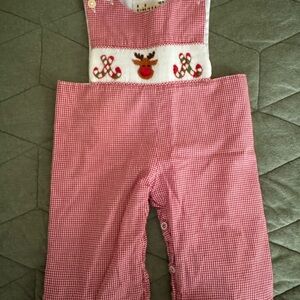 Red Gingham Kids Overalls